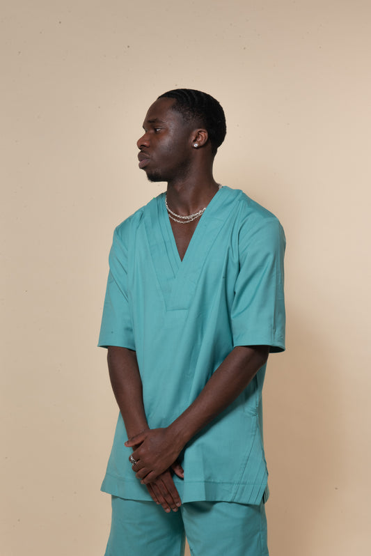 Pleated 'V' Set Blue