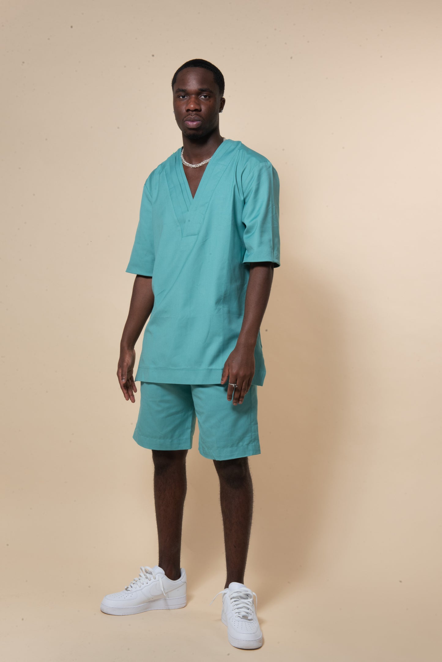 Pleated 'V' Set Blue